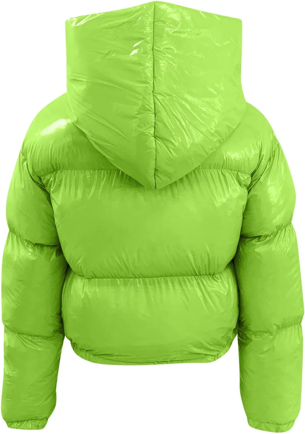 Womens Cropped Puffer Coat Lightweight Down Jacket Packable Parkas Jacket Water-Resistant Zip Up Thicken Hooded Quilted Coat