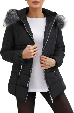 Womens Elegant Temperament Solid Puffer Coat Long Sleeve Zipper Down Coat Insulated Casual Fitted Overcoat Winter Suits