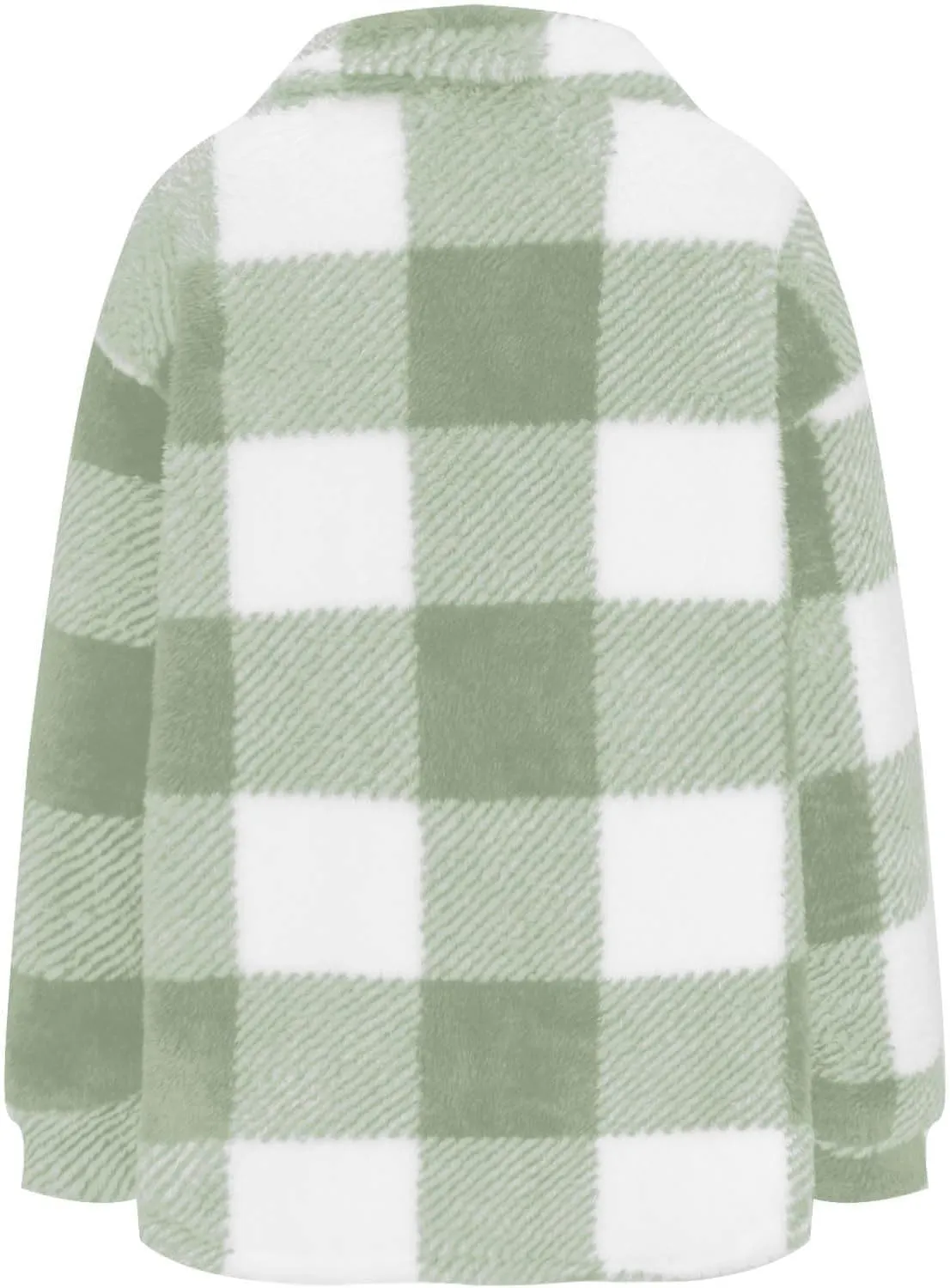 Womens Fuzzy Flannel Jackets Fall Fashion Sherpa Lined Plaid Shacket Jacket Long Sleeve Button Down Fleece Hoodies