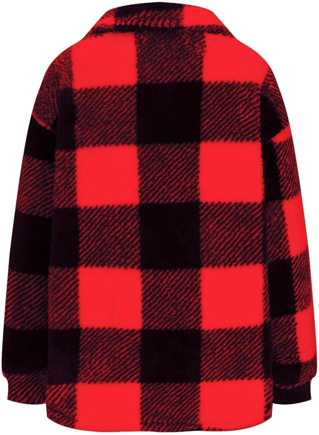 Womens Fuzzy Flannel Jackets Fall Fashion Sherpa Lined Plaid Shacket Jacket Long Sleeve Button Down Fleece Hoodies