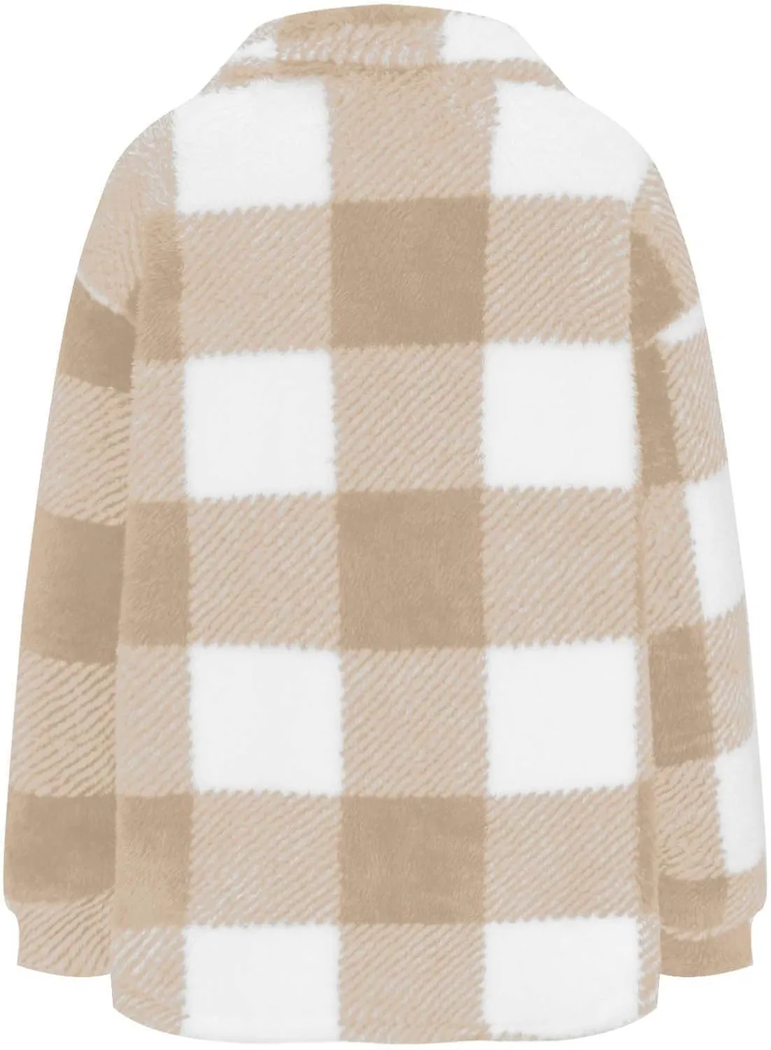 Womens Fuzzy Flannel Jackets Fall Fashion Sherpa Lined Plaid Shacket Jacket Long Sleeve Button Down Fleece Hoodies