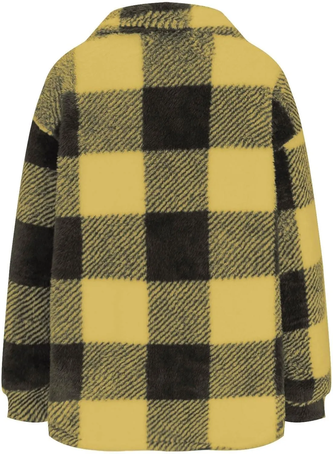 Womens Fuzzy Flannel Jackets Fall Fashion Sherpa Lined Plaid Shacket Jacket Long Sleeve Button Down Fleece Hoodies