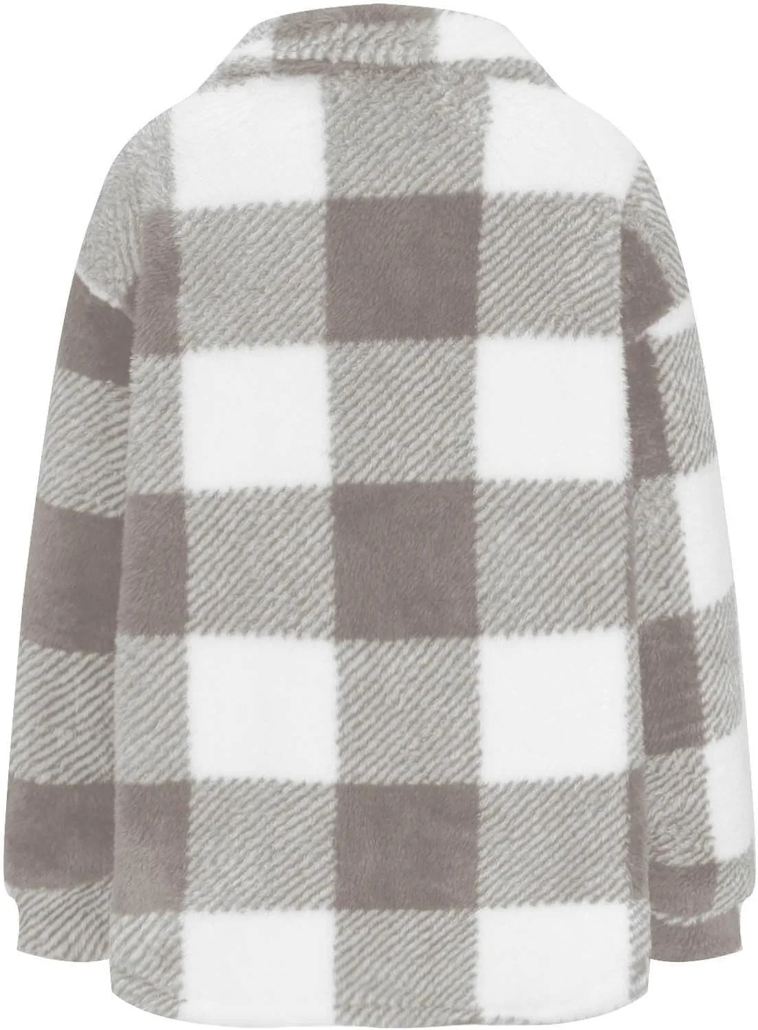 Womens Fuzzy Flannel Jackets Fall Fashion Sherpa Lined Plaid Shacket Jacket Long Sleeve Button Down Fleece Hoodies