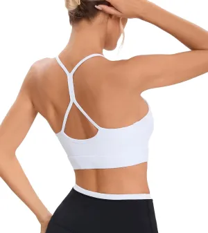 Women's High Neck Spaghetti Strap Halter Sports Bra Racerback Y Back Yoga Bra Fitness Workout Crop Tank Bra