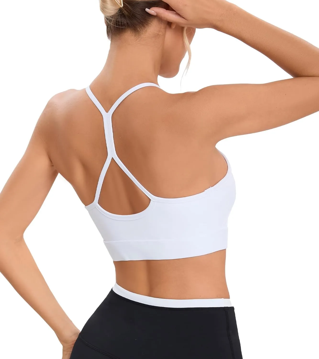 Women's High Neck Spaghetti Strap Halter Sports Bra Racerback Y Back Yoga Bra Fitness Workout Crop Tank Bra