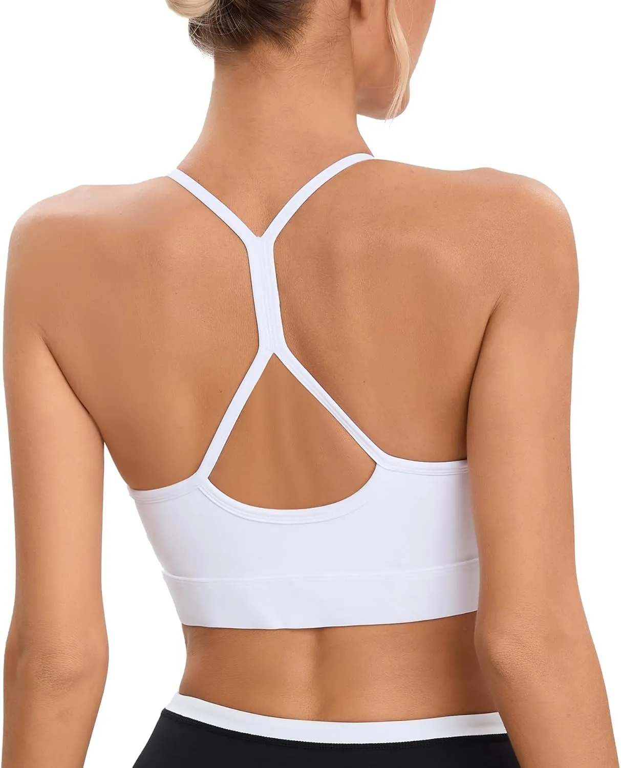 Women's High Neck Spaghetti Strap Halter Sports Bra Racerback Y Back Yoga Bra Fitness Workout Crop Tank Bra