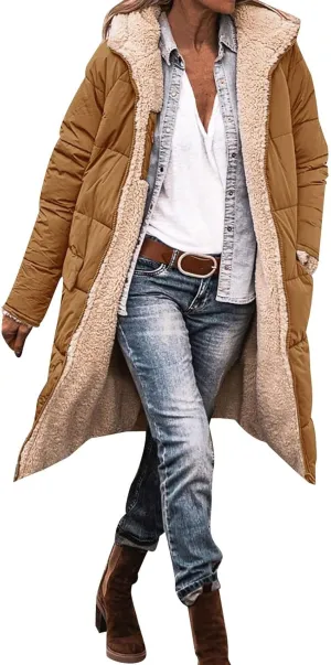 Womens Long Puffer Coat Packable Down Coat Ultralight Parkas Jacket Maxi Zip Up Winter Hooded Quilted Coat