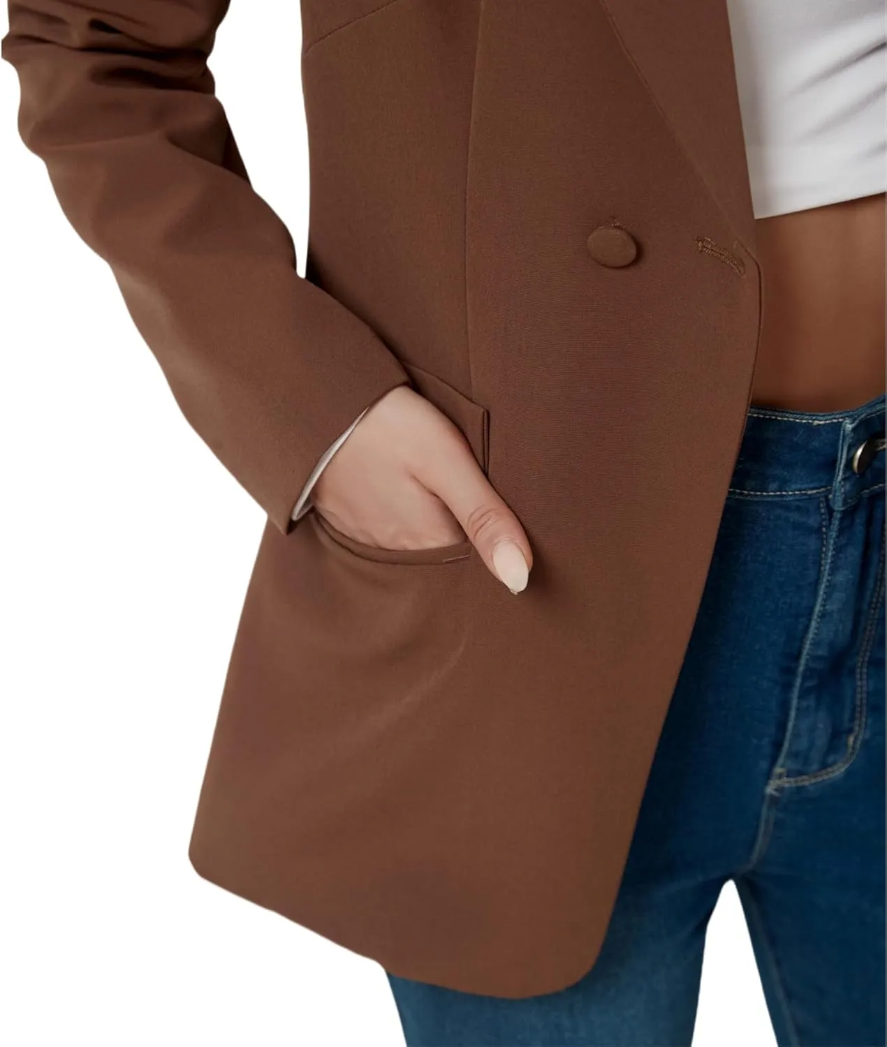 Women's Long Slleve Notch Lapel Work Suit Blazers Open Front Causal Jacket Outwear with Pockets