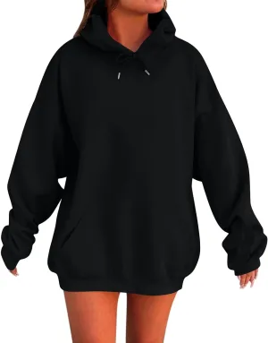 Womens Oversized Hoodie Sweatshirts Plus Size Drop Shoulder Y2K Hoodies Lightweight Drawstring Pullover with Pockets