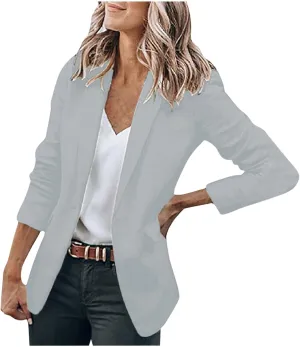 Womens Plus Size Blazers Casual Long Sleeve Open Front Lapel Collar Business Work Office Suit Oversized Jacket Coat