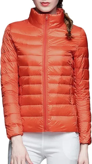 Womens Puffer Coat Light Weight Down Coats Slimming Zip Up Outerwear Warm Jacket Winter 2023 Solid Color Down Jacket
