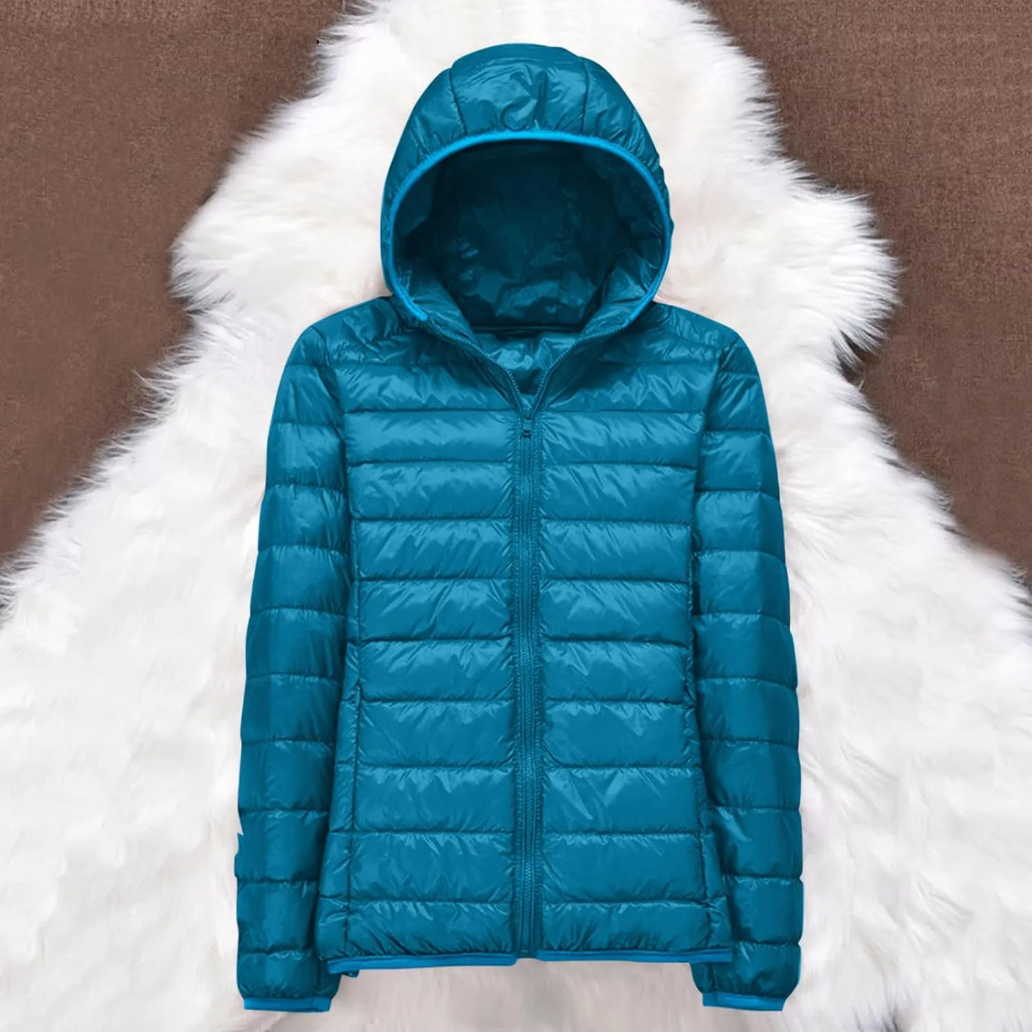 Women's Puffer Coats Lightweight Oversized Long Sleeve Jacket solid Warm Waterproof Packable Winter Coat with pocket