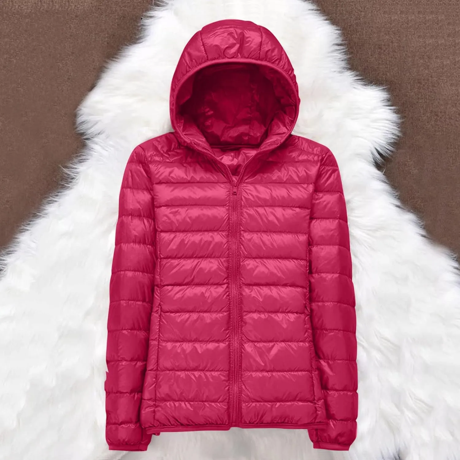Women's Puffer Coats Lightweight Oversized Long Sleeve Jacket solid Warm Waterproof Packable Winter Coat with pocket