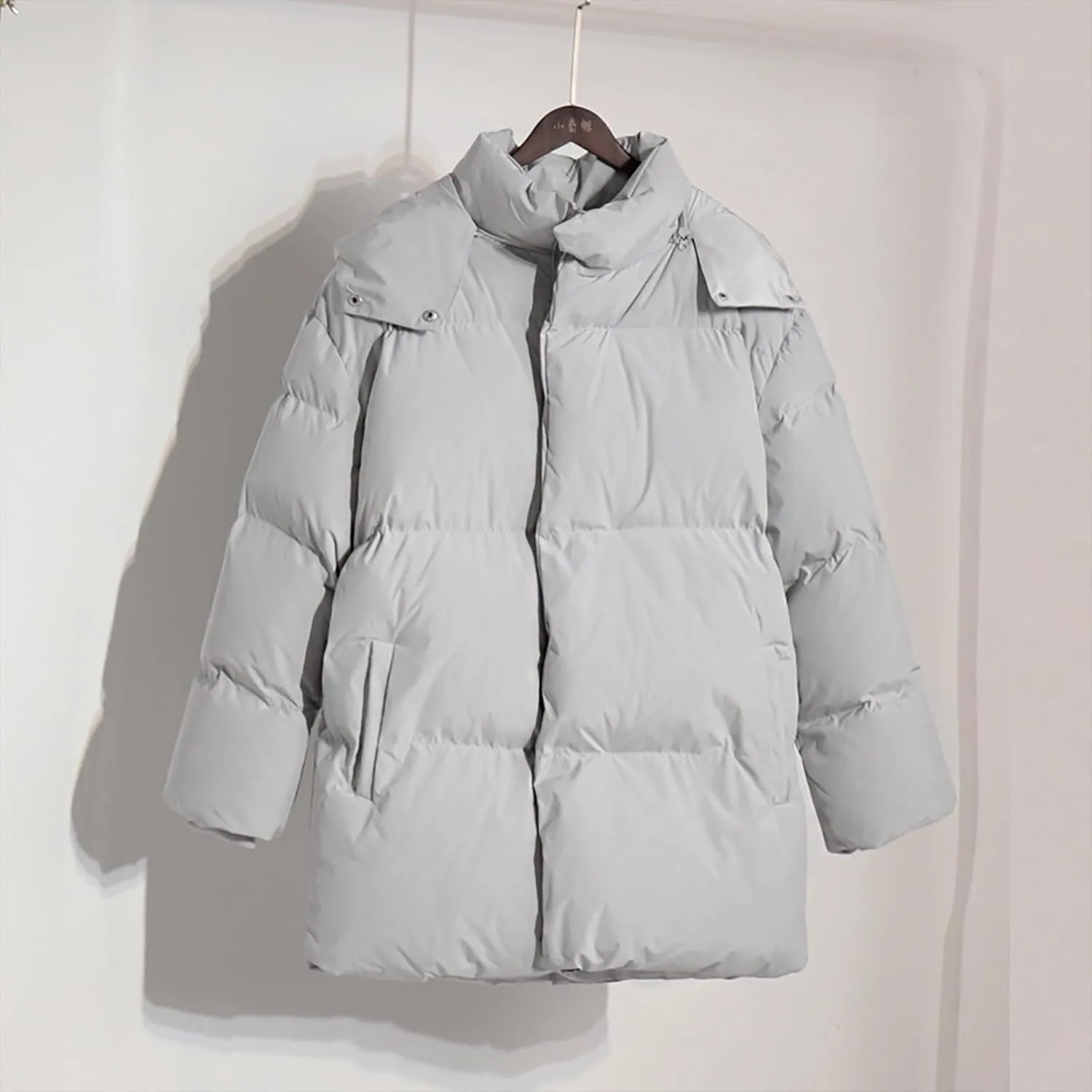 Womens Quilted Puffer Coat Winter Oversized Padded Down Jacket Stand Collar Warm Heavyweight Outerwear with Pockets