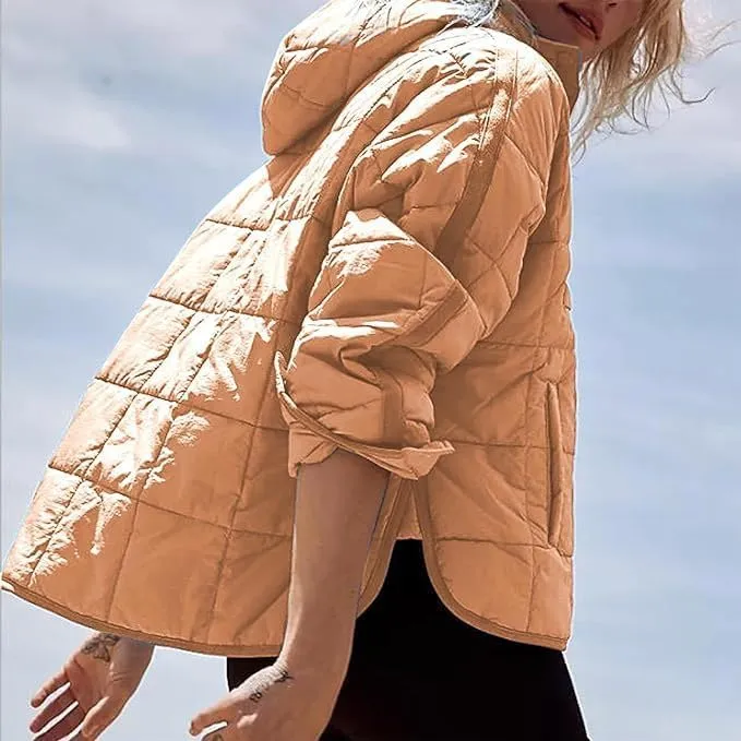 Women's Quilted Pullover Puffer Jacket Oversized Winter Warm Lightweight Long Sleeve Hooded Coats Outwear with Pocket