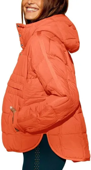 Women's Quilted Pullover Puffer Jacket Oversized Winter Warm Lightweight Long Sleeve Hooded Coats Outwear with Pocket