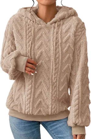 Women’s Slub Knit Full-Zip Hoodie Women's Solid Plush Spliced Women's New Long Sleeve Pullover Fall Outfits with