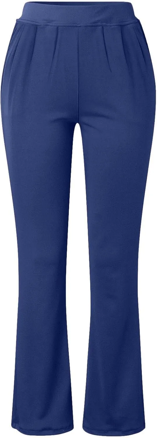 Women's Straight Leg Pants Stretch Trousers High Waisted Work Pants with Pockets Office Casual Slacks Dress Pants