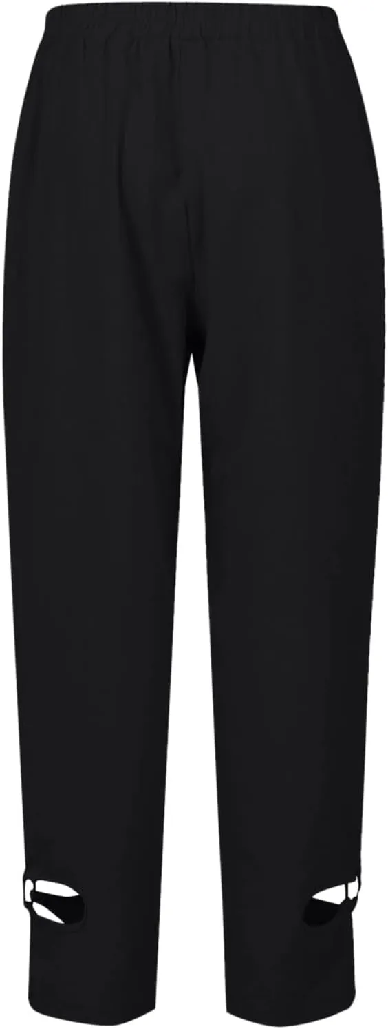 Women's Summer Lace Cotton Linen Beach Capri Pants 2024 with Pockets Casual Loose Elastic High Waisted Trousers