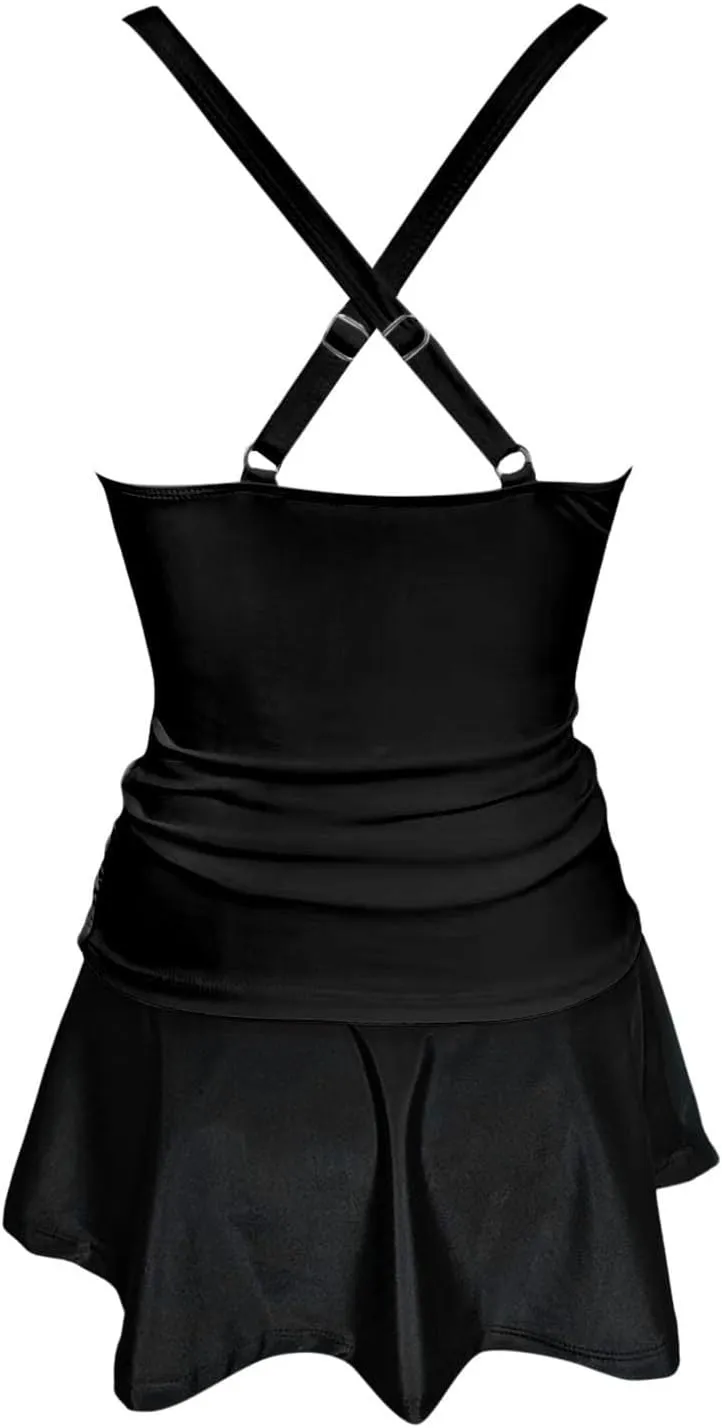 Women's Tankinis Tankini Swimsuits with Skirt Two Piece Tummy Control Swim Suits Halter Vintage Bathing Suit