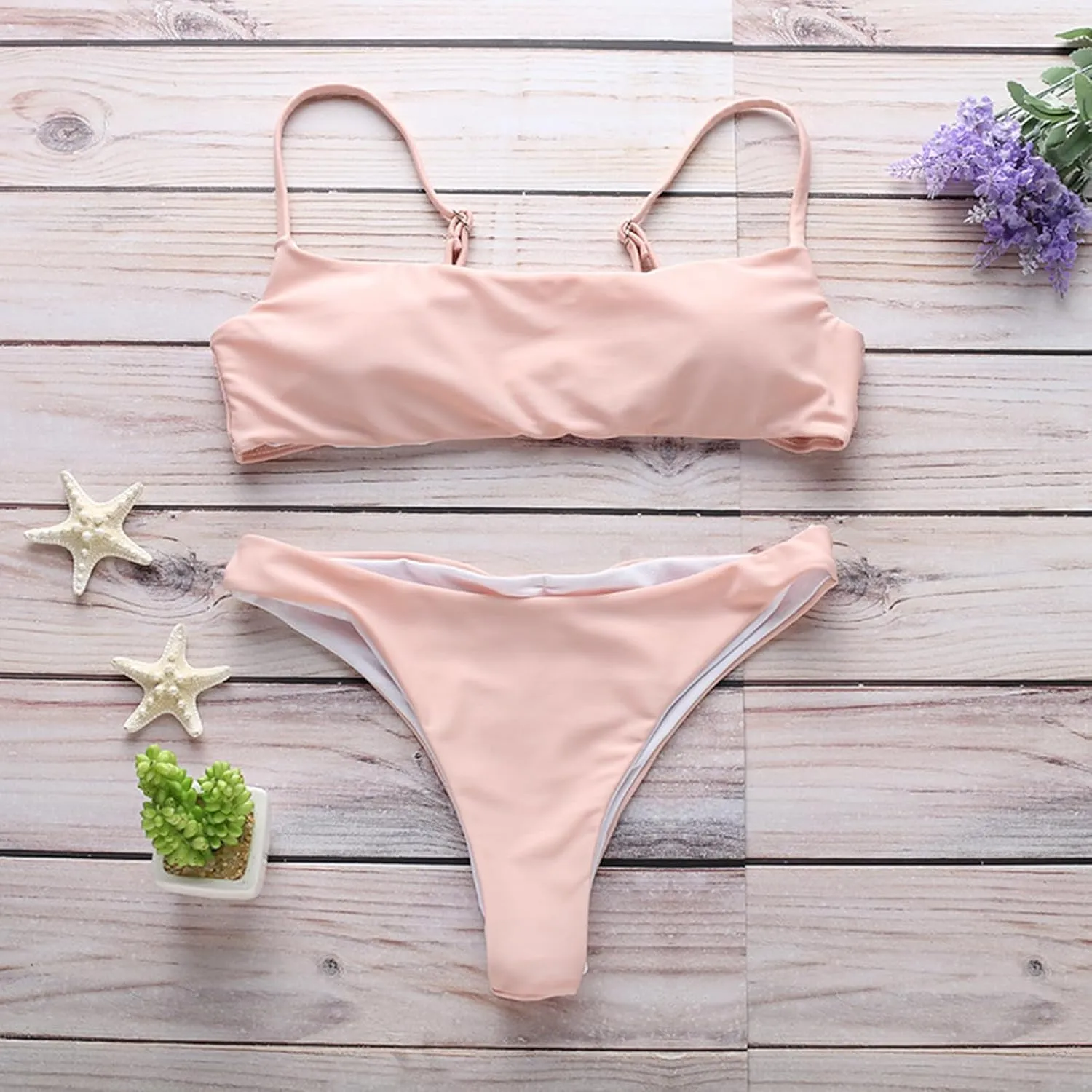 Women's Two Piece Bikini Set High Waisted Square Neck Cheeky Tummy Control Bathing Suits 2025