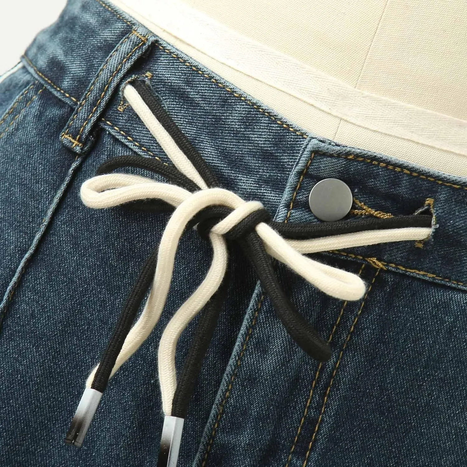 Women's Wide Leg Jeans Casual High Waisted Trendy Straight Leg Stretch Cropped Trousers Y2k Denim Pants with Pockets