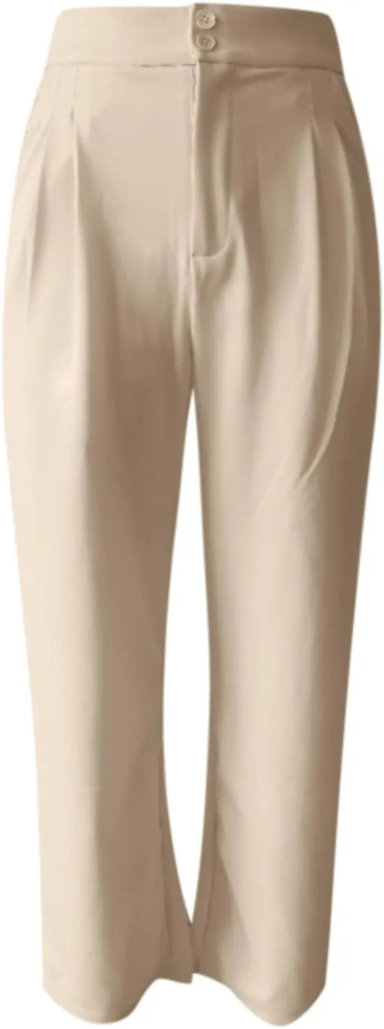 Womens Wide Straight Leg Pants Stretch Loose Comfy Trousers Running Hiking Casual Workout Bell Bottom Leggings with Pockets