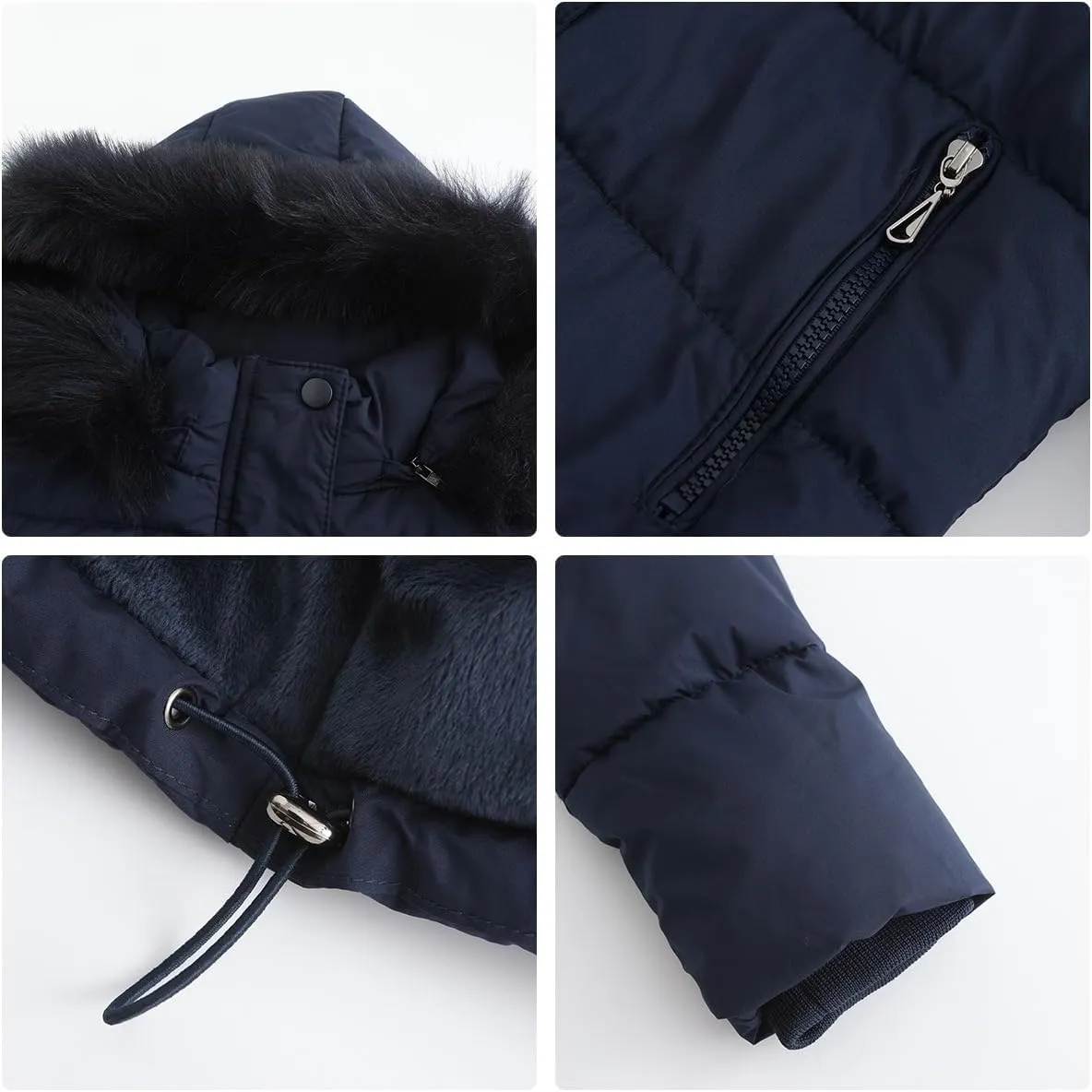 Women's Winter Hooded Cropped Coat Waterproof Down Jacket Warm Thicken Puffer Outwear with Removable Faux Fur Hood