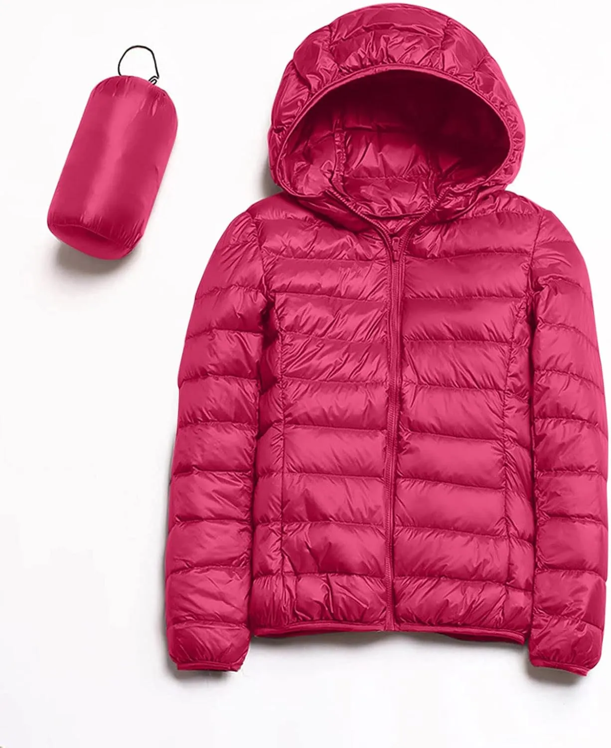 Womens Winter Lightweight Packable Puffer Coats Slim Fit Windproof Quilted Hooded Down Jackets Outerwear with Pockets