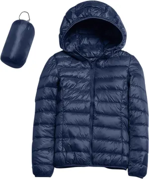 Womens Winter Lightweight Packable Puffer Coats Slim Fit Windproof Quilted Hooded Down Jackets Outerwear with Pockets