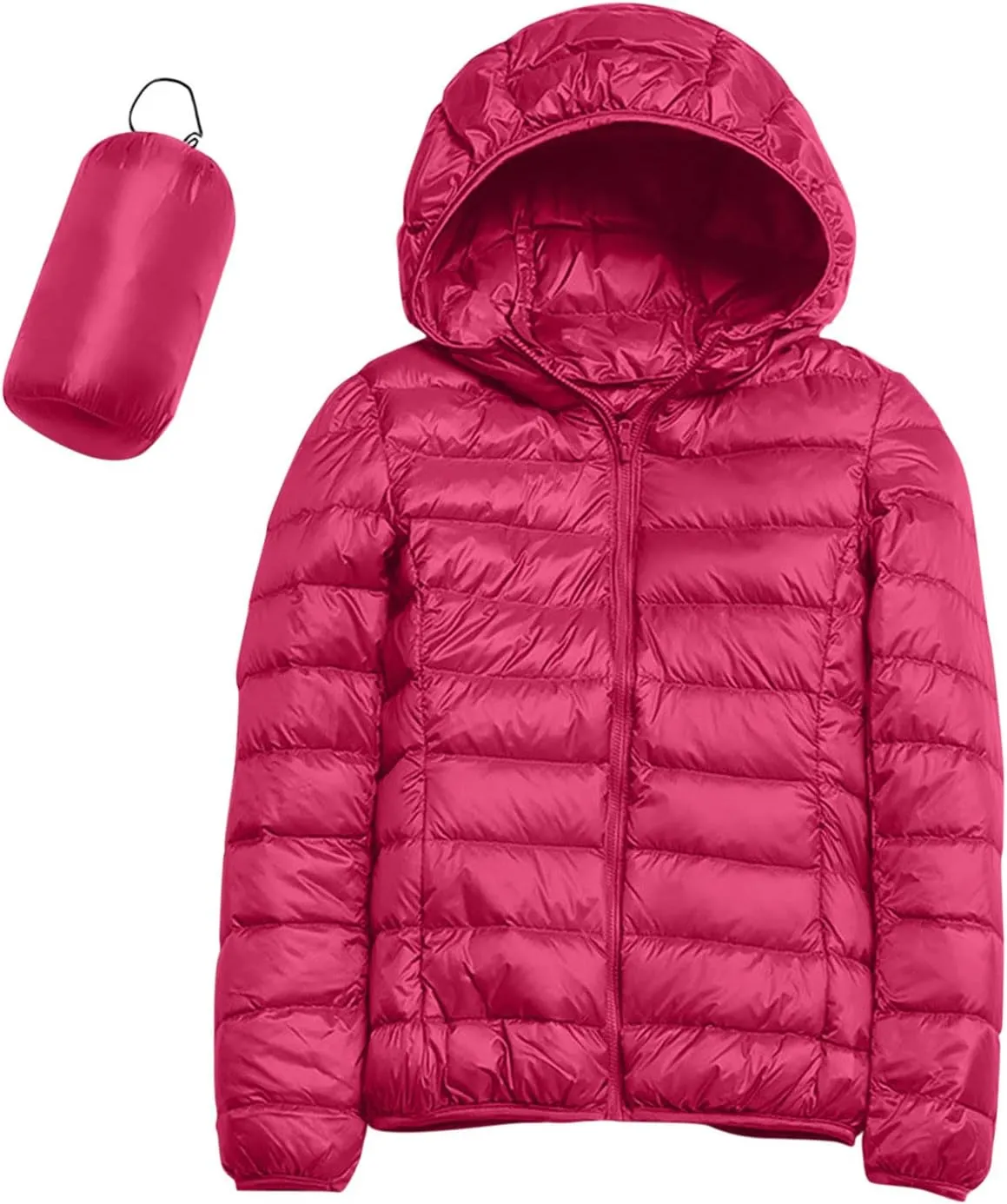 Womens Winter Lightweight Packable Puffer Coats Slim Fit Windproof Quilted Hooded Down Jackets Outerwear with Pockets