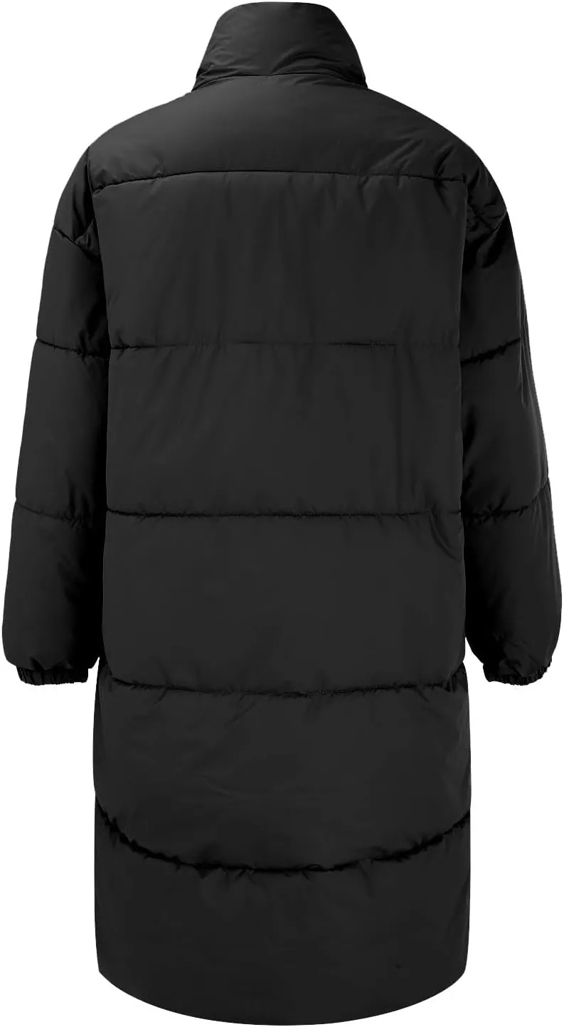 Women's Winter Thickened Down Jackets Long Quilted Puffer Coats Warm Loose Fit Casual Trendy P Letter Outerwear