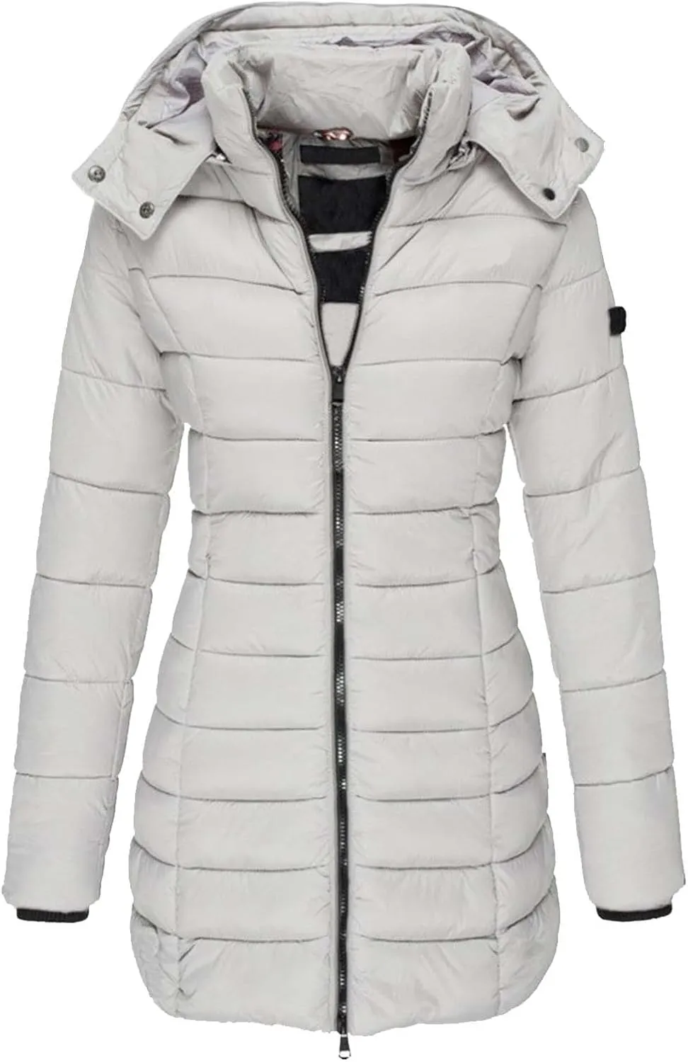 Women's WInter Warm Puffer Coats Lightweight Zipper Hooded Quilted Down Jackets Slim Fit Windproof Hiking Outerwear