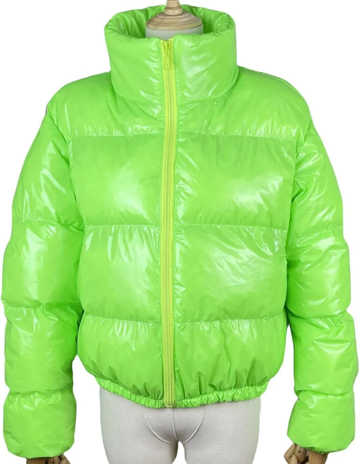 Women's Winter Warm Stand Collar Jackets Slim Fit Cropped Puffer Down Coats Casual Stylish Winter Outerwear