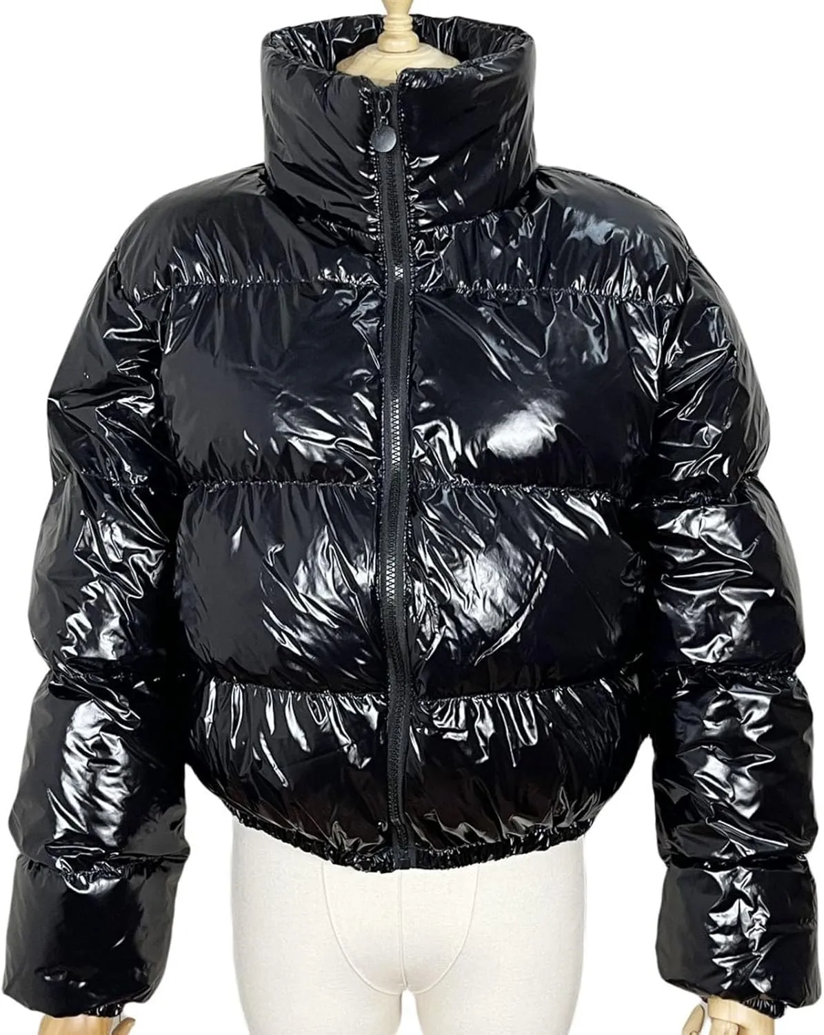 Women's Winter Warm Stand Collar Jackets Slim Fit Cropped Puffer Down Coats Casual Stylish Winter Outerwear