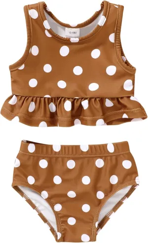 YOUNGER TREE Toddler Baby Girls Summer Swimsuit Sleeveless Striped Swimwear Two-Piece Suit Beach Bikini